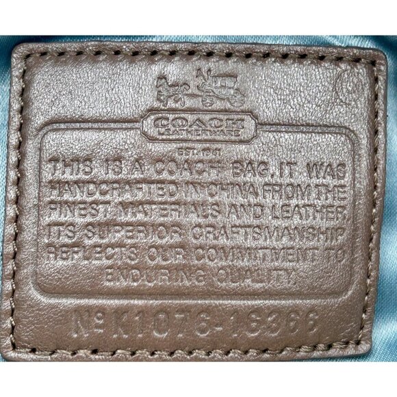 COACH Poppy Signature Glam Tote Women’s Bag Khaki Brown 19966 Retro Designer - Picture 3 of 14